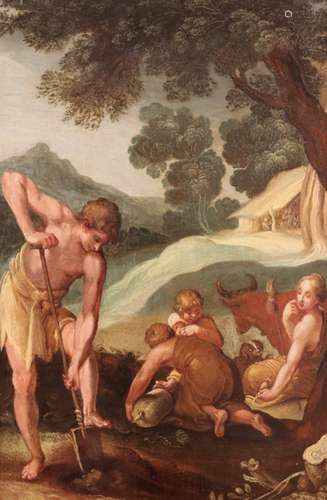 After Abraham BloemaertAdam and Eve workingOil on panel32 x 23cm; 12½ x 9¼inThe original by