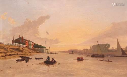 G. Simms (19th Century)The Red House Battersea, rowing on the Thames, circa 1839Oil on canvas38 x