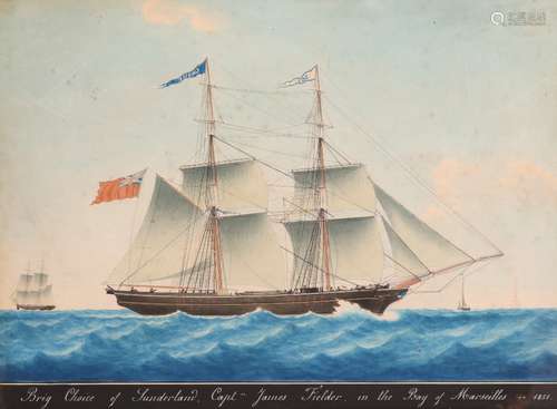 Joseph Honoré Maxime Pellegrin (French 1793-1869)The Brig Choice of Sunderland, Captn. James