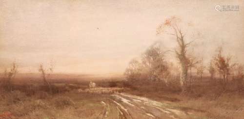 ‡Henry John Sylvester Stannard (1870-1951)Autumn landscapeSigned and dated 1901Watercolour43 x 89cm;