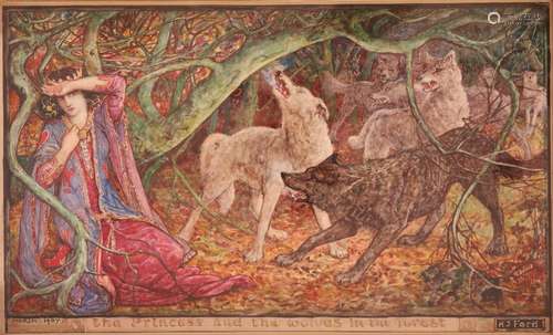 Henry Justice Ford (1860-1941)The princess and the wolves in the forestSigned, titled and dated