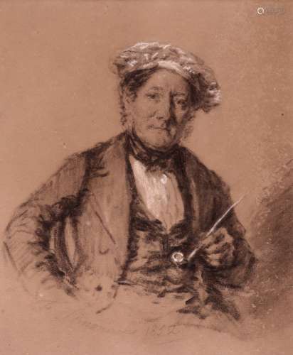 F. Simoneau (c.1852)Portrait of a gentleman with a pipeSigned indistinctly and dated 1852Charcoal on