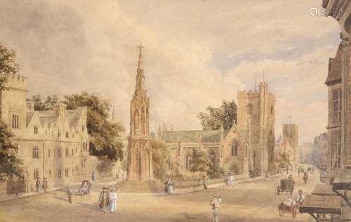 George Pyne (1800-1884)A view of Martyr's Cross, St Giles Oxford, looking South to Magdalen Street