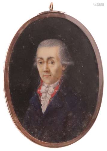 λ English School c.1790-1800Portrait miniature of a gentleman, head and shoulders wearing blueIn a