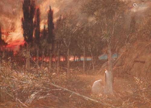 Albert Goodwin R.W.S. (1845-1932)Night - Faithful unto deathSignedWatercolour with bodycolour57 x