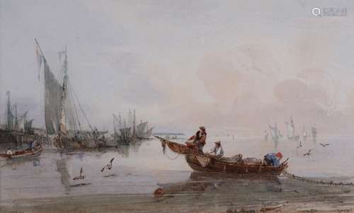 Samuel Owen (1768-1857)Fishermen with lobster pots on the coastInscribed indistinctly lower