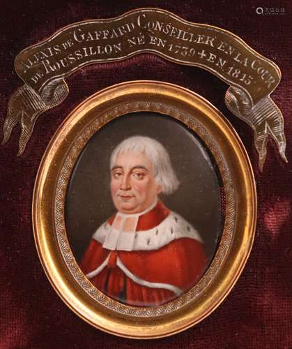 French School 18th CenturyPortrait miniature of Alexis de Gaffard, Conseiller en la Cour de