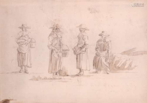 Francis Place (1647-1728)Studies of a peasant womanInscribed versoPencil, with a pen and ink