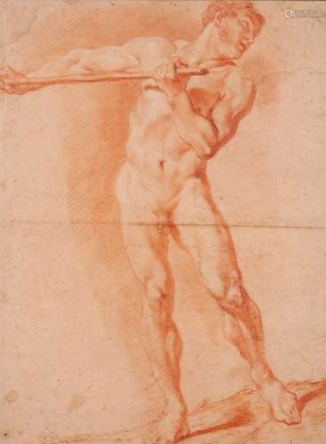 Attributed to Giovanni Battista Piazzetta (Italian 1683-1754)Study of a man standing, holding a