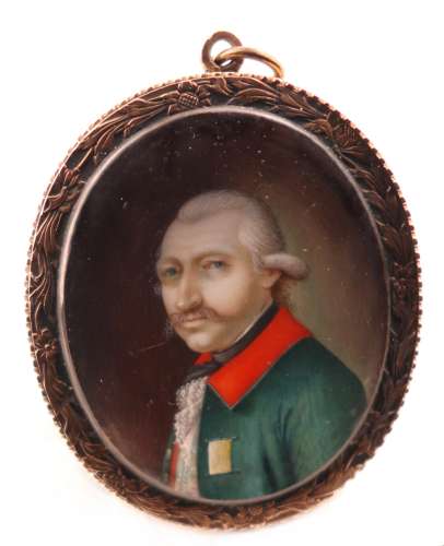 λ Austrian School c. 1805Portrait miniature of an Austrian Chasseur, head and shoulders wearing a