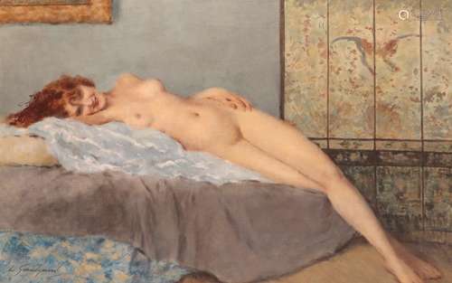 ‡Lucien Henri Grandgérard (French, 1880-1970)Reclining NudeSignedOil on canvas60 x 91cm; 24 x