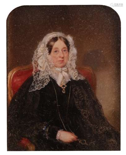 λ Mrs Henry Moseley (c.1800-1867)Portrait miniature of Mrs Robert Holford chatalaine of Westonbirt