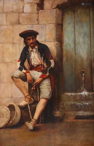 M. C. Copé (19th Century)Man seated by a FountainSignedOil on canvas61 x 41cm; 24 x 16in++Relined,