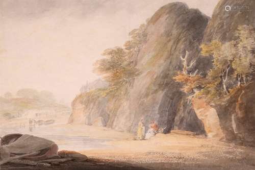 William Payne R.W.S. (1760-1830)Figures in a Devon coveSigned and dated 1817Watercolour over