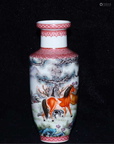 AN ENAMELED GLAZE PAINTING PATTERN VASE