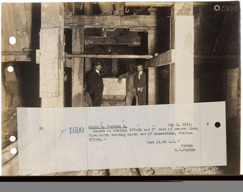 Collection of 38 photographs documenting construction of the New York City Subway lines, NEW YORK CITY SUBWAY CONSTRUCTION, 1912-1915.