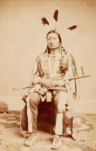 Ma-Zu-O-Ya-Te. Iron Nation.  Brule, Sioux. Albumen print portrait, 198 x 203 mm, laid down t larger mount, numbered 