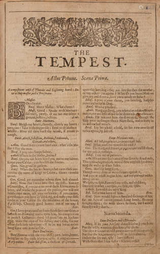 The Tempest; The Two Gentlemen of Verona. [London: Printed by Thomas Cotes, 1632.] SHAKESPEARE, WILLIAM. 1564-1616.