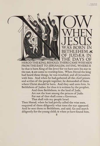 The Four Gospels of the Lord Jesus Christ.... Waltham Saint Lawrence: The Golden Cockerel Press, 1931. GOLDEN COCKEREL PRESS. GILL, ERIC. 1882-1940.