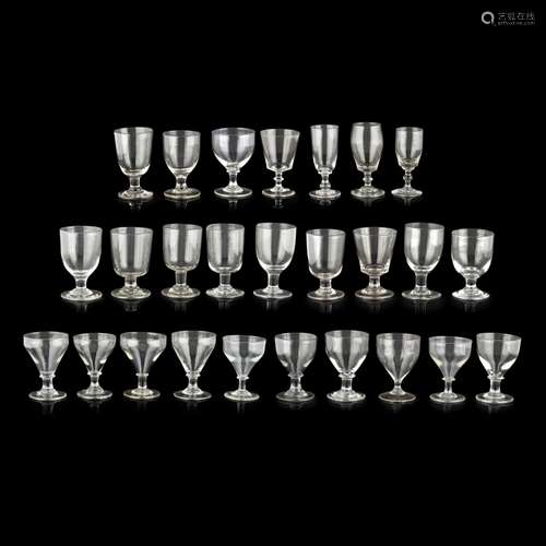 LARGE GROUP OF GLASS RUMMERSLATE 18TH/ EARLY 19TH CENTURY of various sizes, comprising eleven ogee