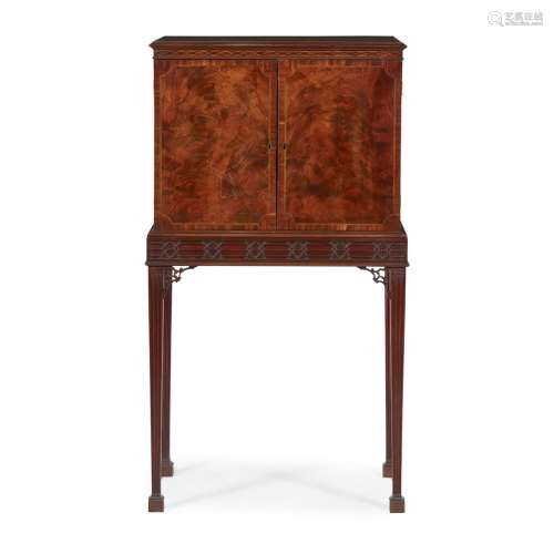 GEORGE III MAHOGANY COLLECTOR'S CABINET ON STAND18TH CENTURY the moulded rectangular top above an