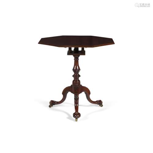 GEORGE III MAHOGANY OCTAGONAL BIRDCAGE TRIPOD TABLE18TH CENTURY the octagonal top with a stringing