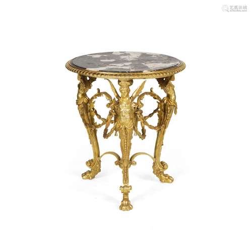 FRENCH EMPIRE STYLE GILT METAL AND MARBLE GUERIDONLATE 19TH/ EARLY 20TH CENTURY the circular