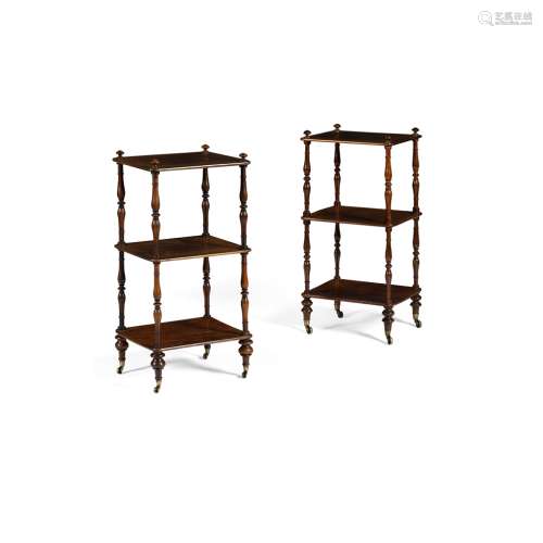 MATCHED PAIR OF WILLIAM IV ROSEWOOD ETAGERES19TH CENTURY each with three rounded square tiers,