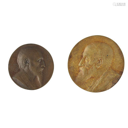 ALPHONSE LEGROS (1837-1911)TWO BRONZE PORTRAIT MEDALLIONS, GEORGE FREDERIC WATTS & CHARLES