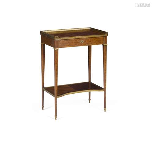 FRENCH LOUIS XVI STYLE KINGWOOD PARQUETRY AND BRASS MOUNTED TABLELATE 19TH CENTURY the rectangular