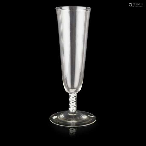 LARGE GEORGIAN OPAQUE-TWIST STEM CAPTAIN'S GLASSCIRCA 1760 with large tapered bowl, above a short