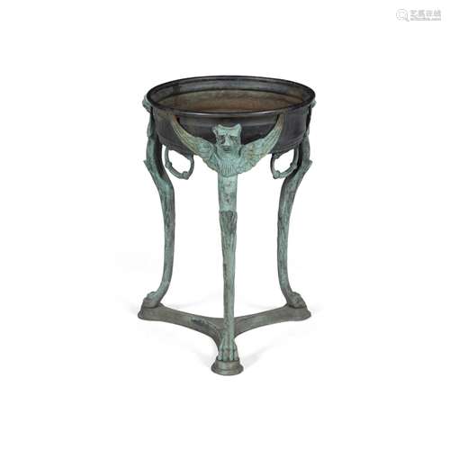 ROMAN REVIVAL PATINATED BRONZE AND BRASS BRAZIER BY GIORGIO SOMMERLATE 19TH CENTURY the oval pan