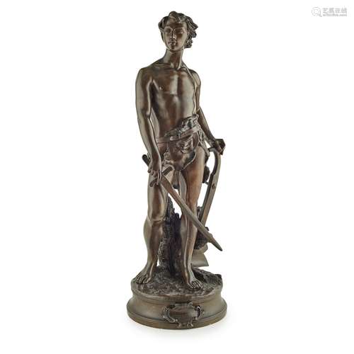 ADRIEN ÉTIENNE GAUDEZ (1845-1902)'LE DEVOIR' bronze, dark brown patina, signed A. GAUDEZ, with an