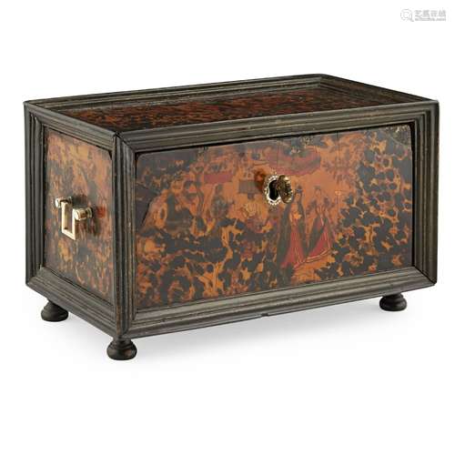 INDO-PORTUGUESE TORTOISESHELL, EBONY, AND IVORY TABLE CABINET17TH CENTURY of rectangular form