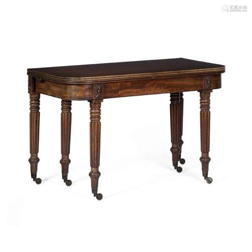 REGENCY MAHOGANY METAMORPHIC DINING TABLE19TH CENTURY the fold-over top opening with a scissor