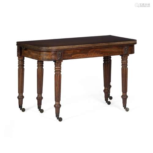 REGENCY MAHOGANY METAMORPHIC DINING TABLE19TH CENTURY the fold-over top opening with a scissor