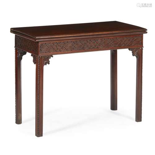 GEORGE III 'CHINESE CHIPPENDALE' MAHOGANY GAMES TABLE18TH CENTURY the moulded rectangular fold-