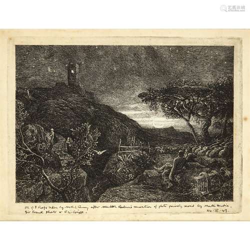 SAMUEL PALMER (BRITISH 1805-1881)THE LONELY TOWER Etching, state 7, inscribed in ink to margin 'No.1