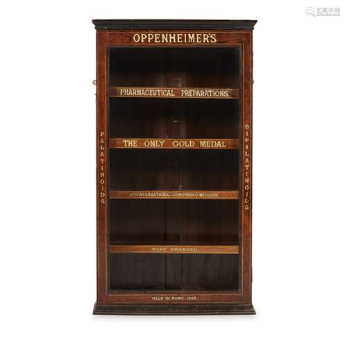 ROSEWOOD APOTHECARY DISPLAY CABINETLATE 19TH/ EARLY 20TH CENTURY the moulded cornice above a