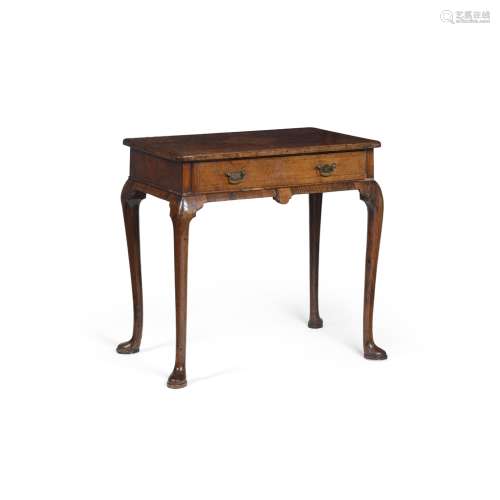 GEORGE I WALNUT SIDE TABLEEARLY 18TH CENTURY the quarter veneered top with chevron banding above a