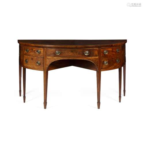 GEORGE III MAHOGANY DEMI-LUNE SIDEBOARDLATE 18TH CENTURY the shaped top with boxwood stringing above