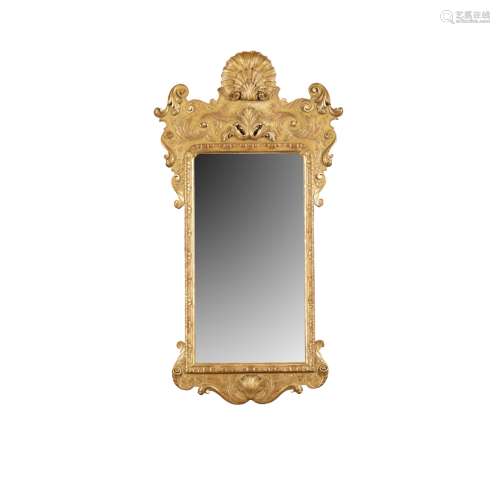 GEORGE II STYLE GILTWOOD MIRROR19TH CENTURY the rectangular mirror plate in a moulded frame with