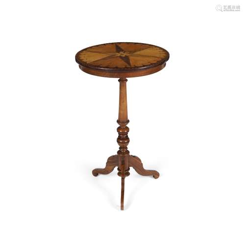 REGENCY BIRCH, WALNUT AND FRUITWOOD OCCASIONAL TABLE19TH CENTURY the circular top inlaid with a star