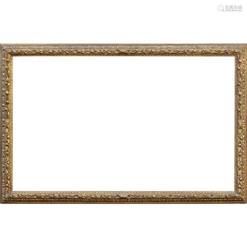 19TH/20TH CENTURY CARVED GILT FRAME WITH STYLISED PINE CONE AND LEAF DECORATION262cm x 173cm;