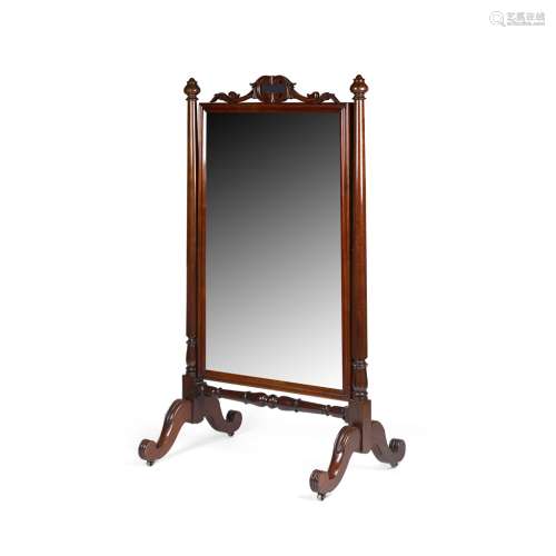 WILLIAM IV MAHOGANY CHEVAL MIRROREARLY 19TH CENTURY the large rectangular mirror plate in a