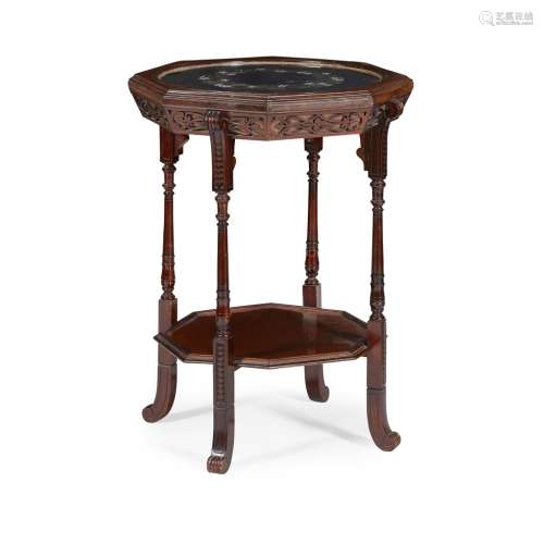 VICTORIAN MAHOGANY PIETRA DURA TOPPED OCCASIONAL TABLE19TH CENTURY the circular top with leaf and