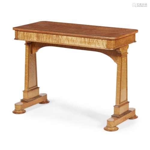 GEORGE IV SMALL MAPLE LIBRARY TABLEEARLY 19TH CENTURY the rounded rectangular top above a plain
