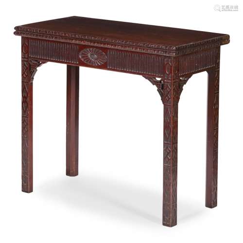 LATE GEORGE II MAHOGANY 'CHINESE CHIPPENDALE' FOLD-OVER CARD TABLEMID 18TH CENTURY the rectangular