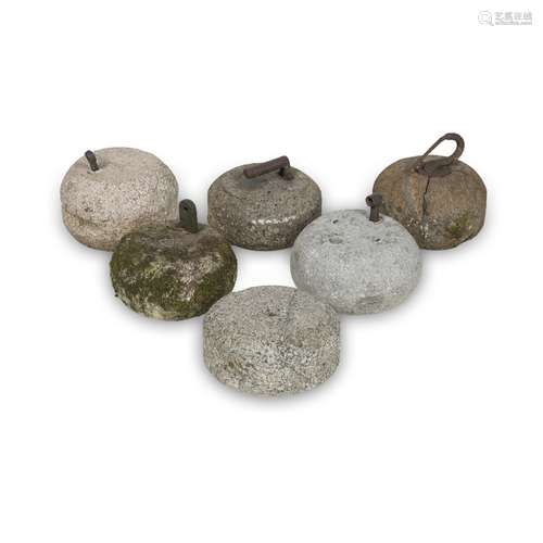 COLLECTION OF SCOTTISH GRANITE CURLING STONES18TH CENTURY AND 19TH CENTURY comprising six