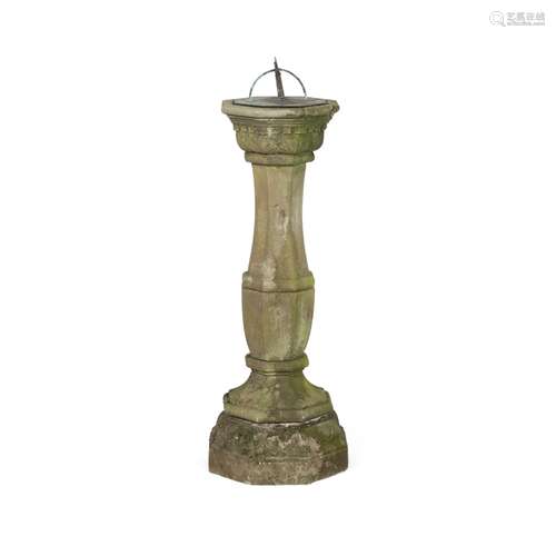 SANDSTONE COLUMN AND SUNDIAL19TH CENTURY, THE DIAL LATER the octagonal dial inscribed with